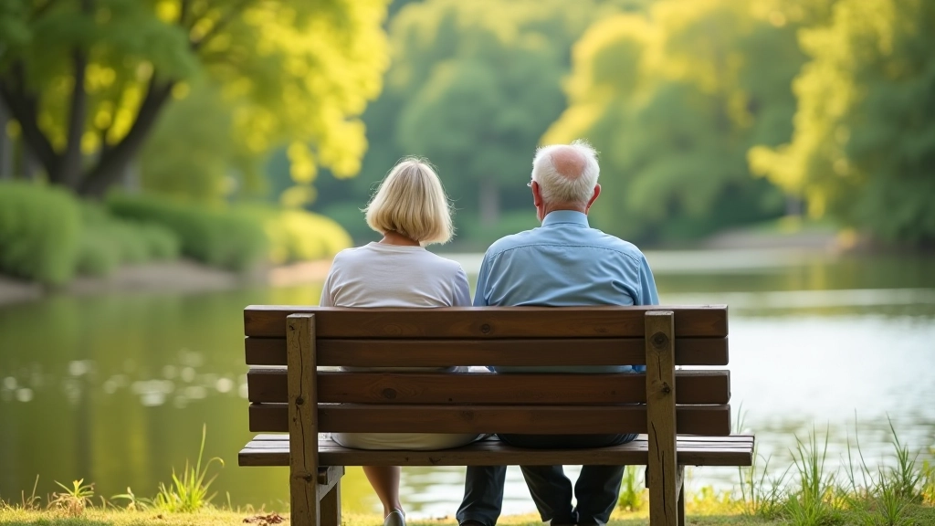 Seniori sēž uz soļa gar Daugavas krastmalu, upi skatu stāvā